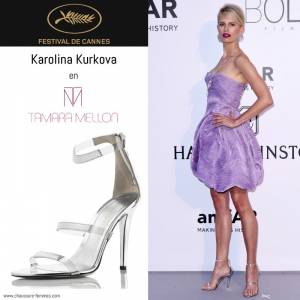 19 mai - Le mannequin Karolina Kurkova en sandales "Frontline" de Tamara Mellon lors du Gala AmfAR