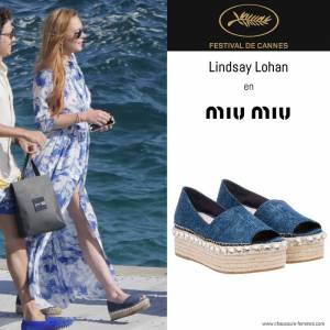 21 mai - L'actrice Lindsay Lohan en espadrilles Miu Miu