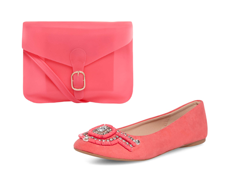 Ballerines et sac cartable corail