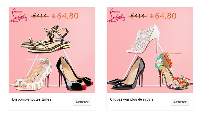 arnaque fausses louboutin facebook luxury high heels promotion